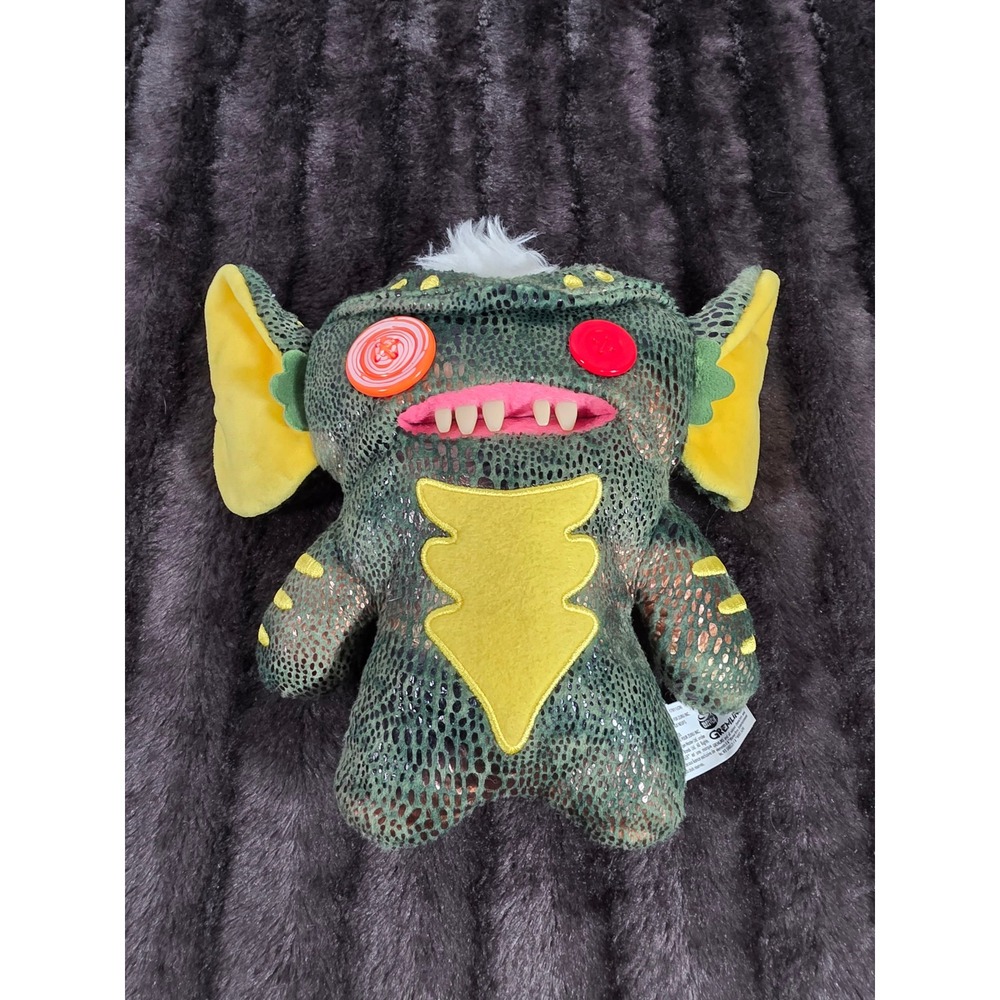 Fuggler x Gremlins Stripe Plush Monster Green Reptile Pattern Button Eyes Zuru
